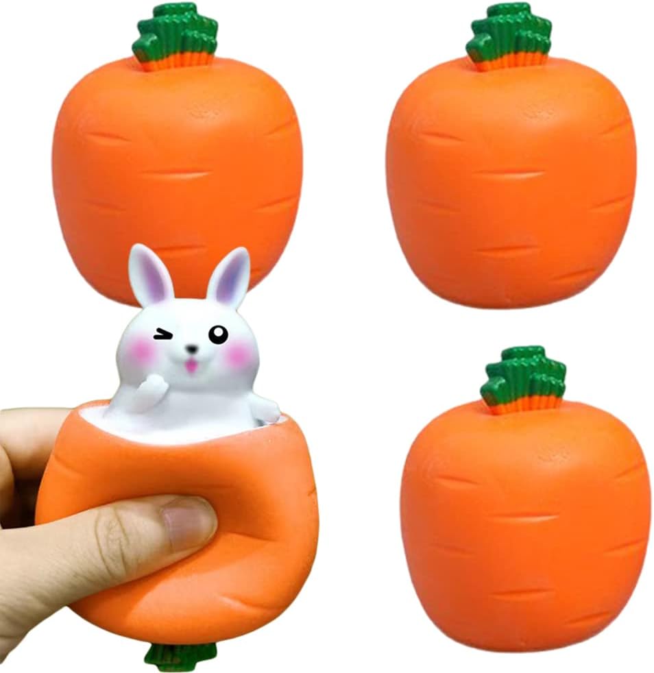 Carrot Bunny Squeeze Toys, 4 Pack