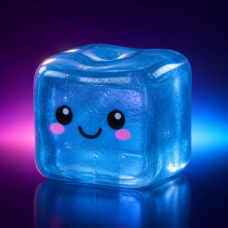Soda Cube Squishy — a fizzy soda-pop cube squishy with a kawaii face